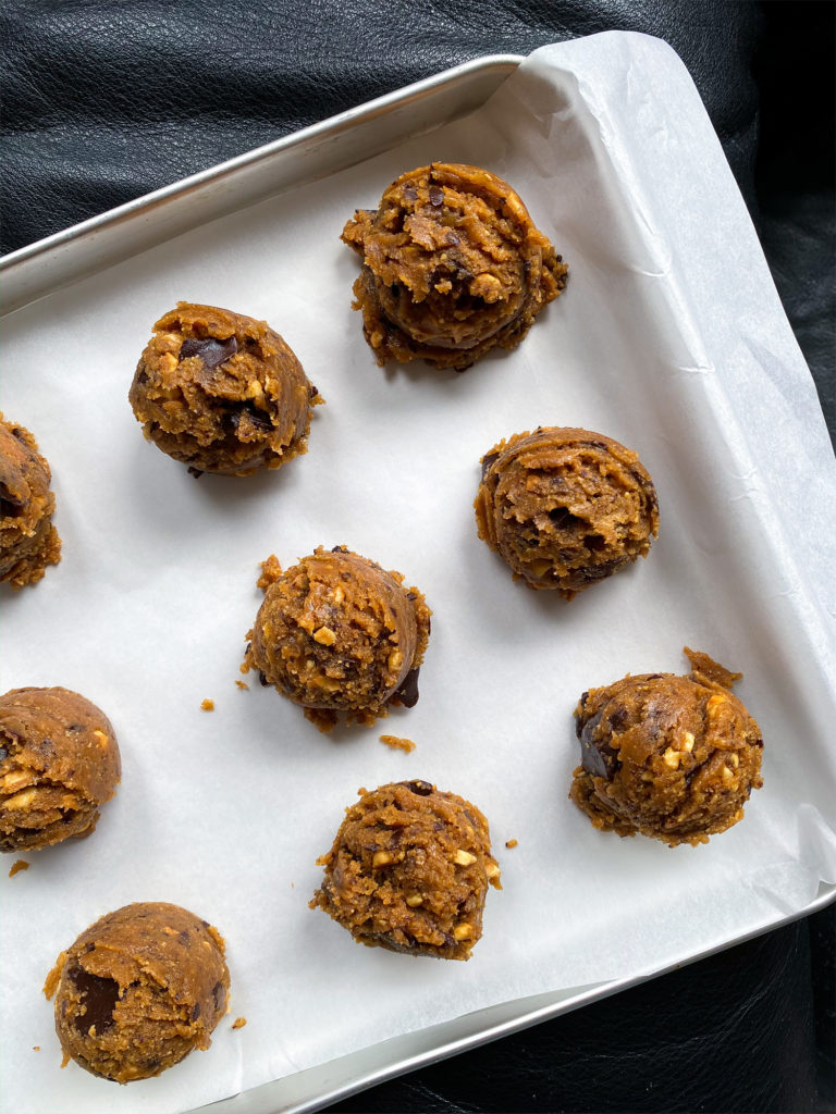 Peanut Chocolate Chunk Cookies scooped