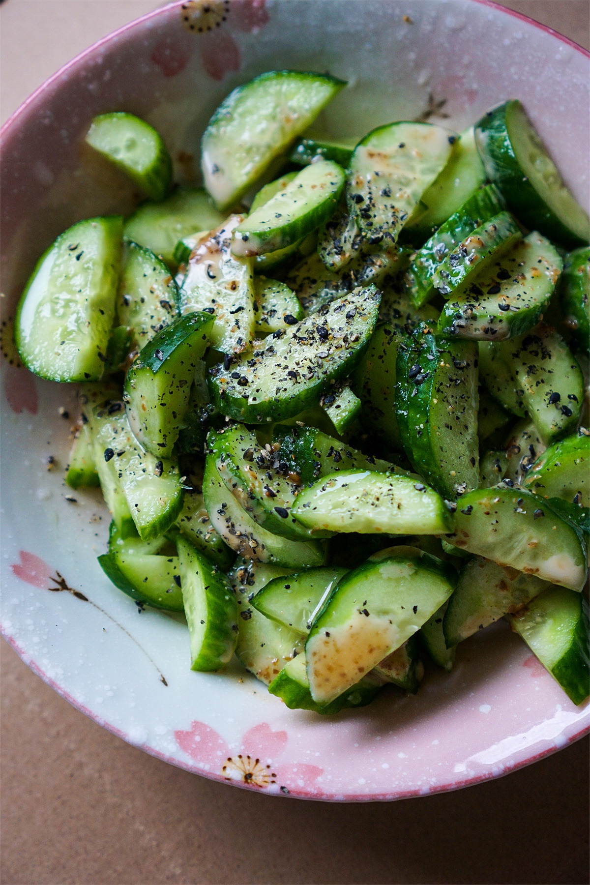 Cucumber Salad with Sesame Dressing - PURPLECHIVES
