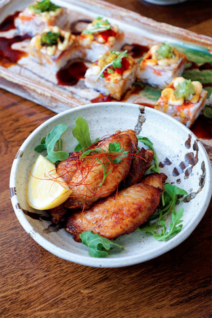 yuzu chicken wings at raisu in vancouver