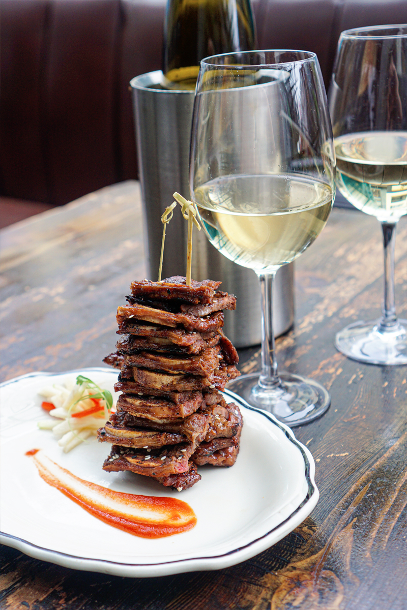 The Parlour Restaurant in Yaletown 50% off bottles of wine happy hour stacked short ribs 
