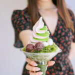 Matcha Cafe Maiko Matcha Ujikintoki shaved ice with strawberry and matcha ice cream