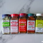 Trader Joe's Seasoning Blends Pizza sprinkle, green goddess, chile lime, ketchup flavoured sprinkles ranch seasoning blend