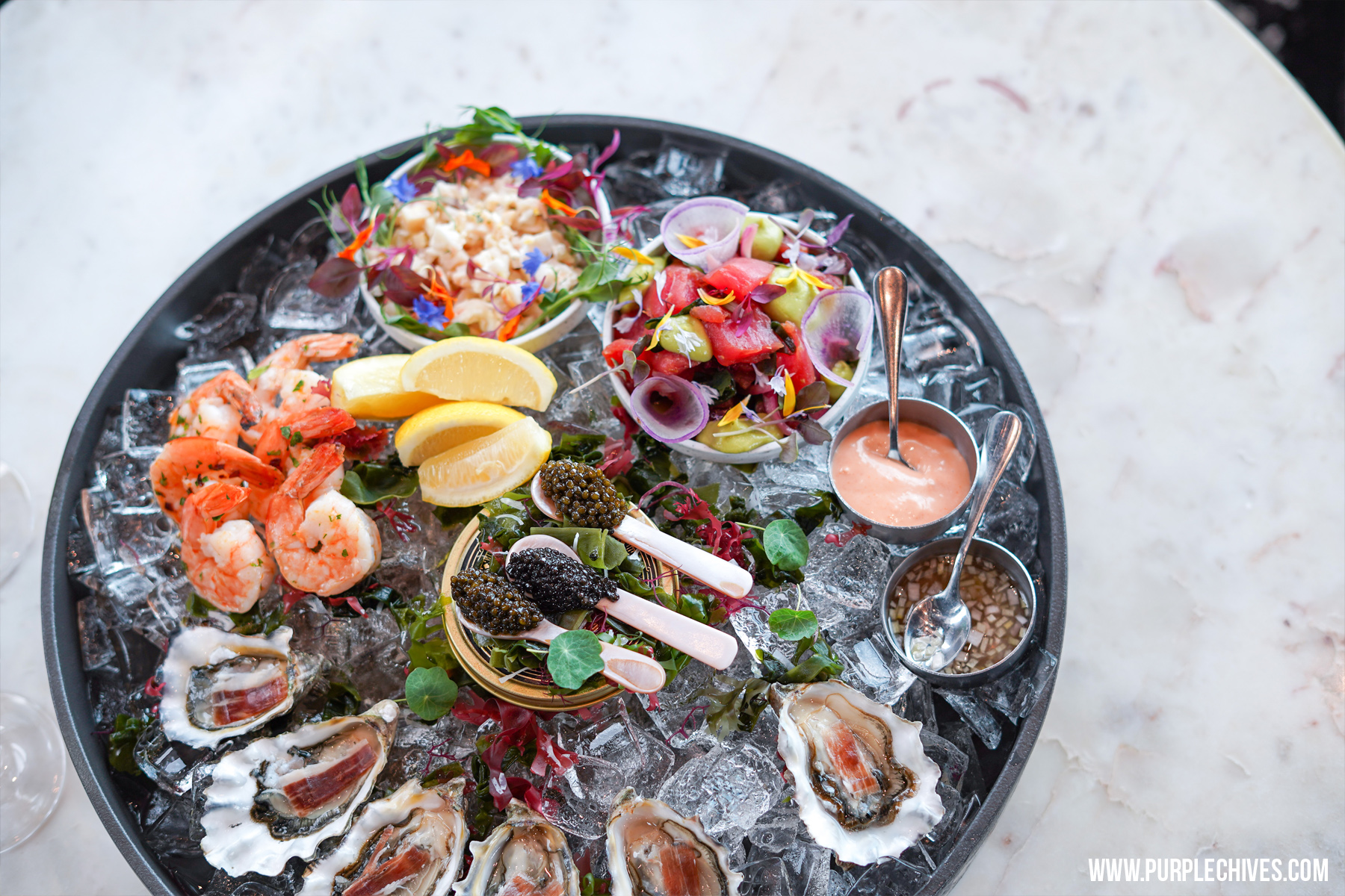 Alaia Richmond - Caviar and Champagne at Versante Hotel Caviar Platter Royal Caviar club tasting oyster tuna tartare