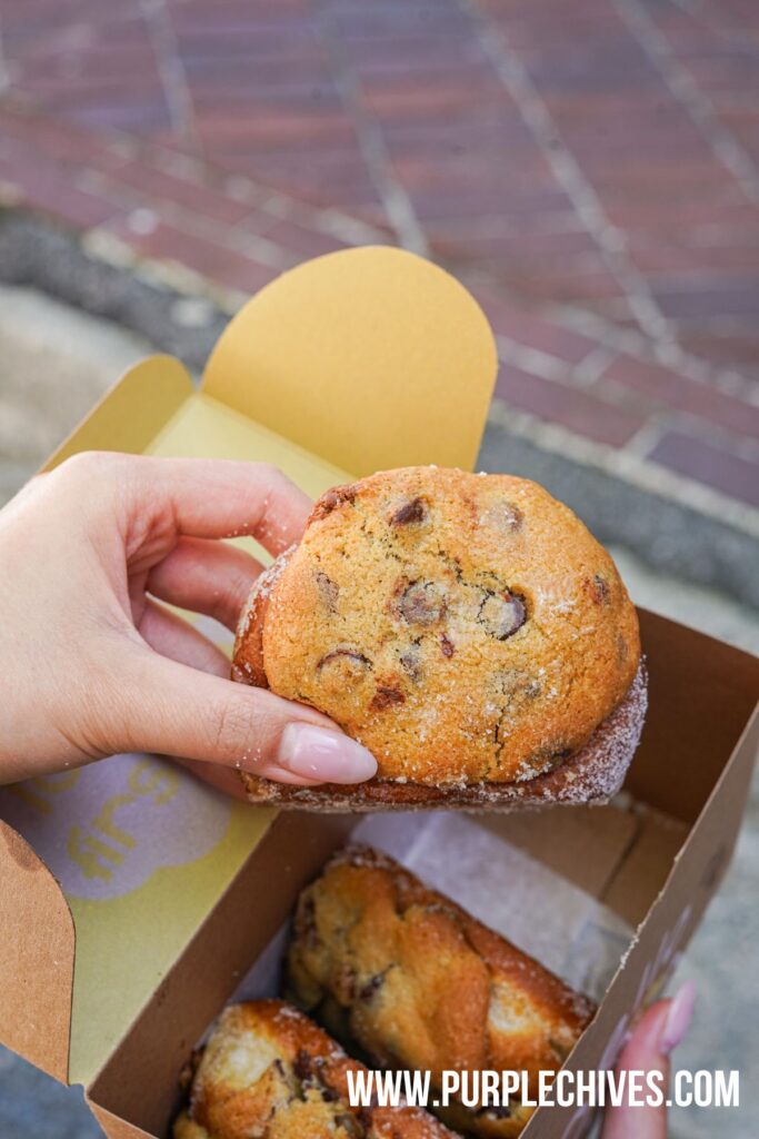 mello donukie new donut cookie treat in vancouver must try donuts in vancouver vancouver donuts chocolate chip cookie donut with chocolate chip cookie filling and topping