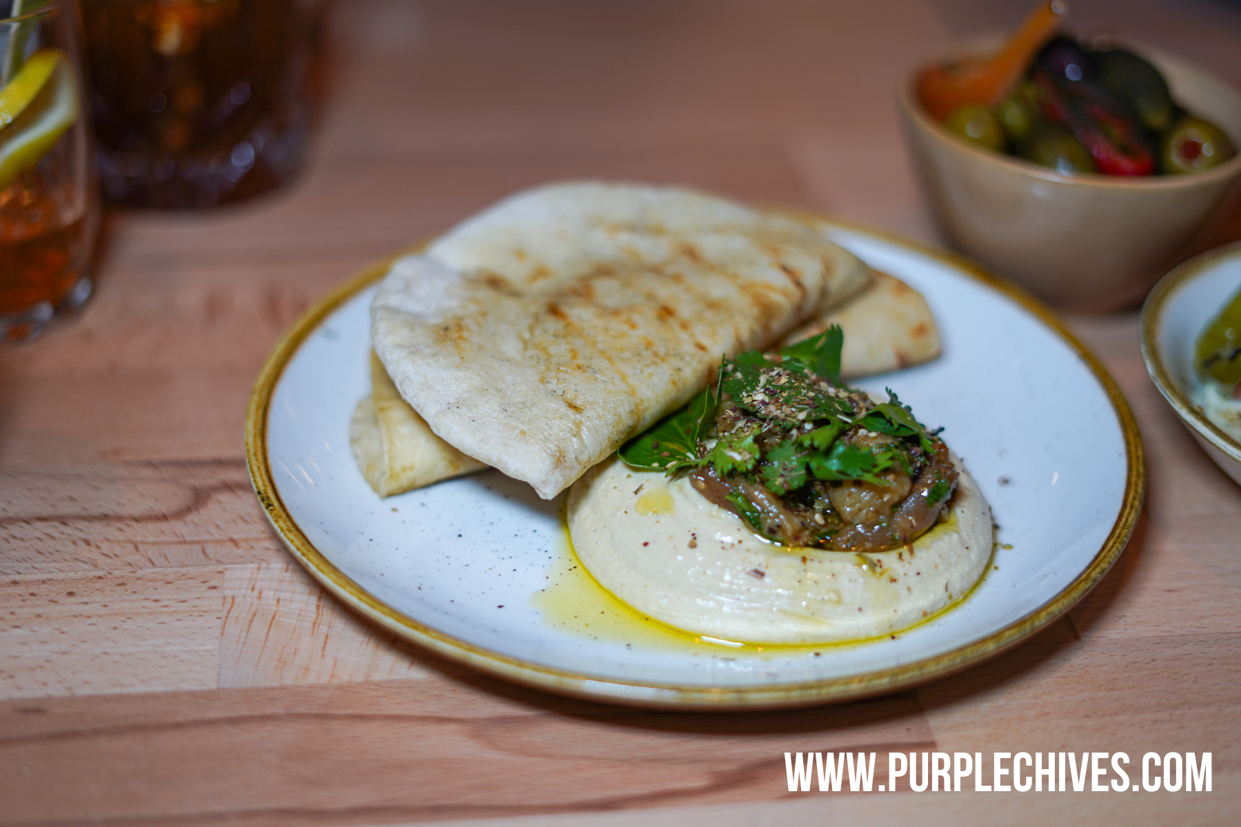 Ombre Tofino Lentil Hummus charred eggplant, walnut, za'atar, flat bread must try new restaurant in Tofino